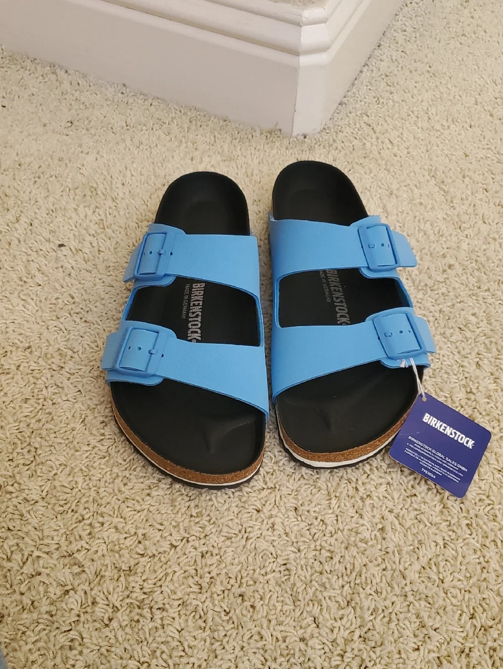 Birkenstock Light Blue And White Double Strap Sandals - Picture 2 of 5